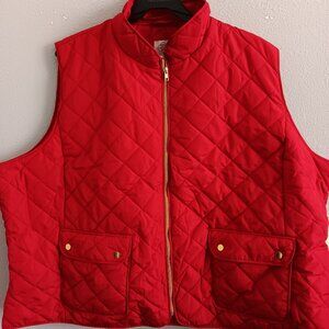 St. John's Bay Womens Plus Heavyweight Quilted Vest, RED Sz 5X
